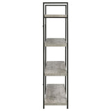 Cole 4-Shelf Bookcase Grey Driftwood And Gunmetal