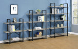 Cole 4-Shelf Bookcase Grey Driftwood And Gunmetal