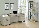 Loomis 4-Drawer Rectangular Office Desk Whitewashed Grey And Gunmetal