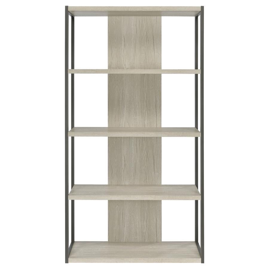 Loomis 4-Shelf Bookcase Whitewashed Grey