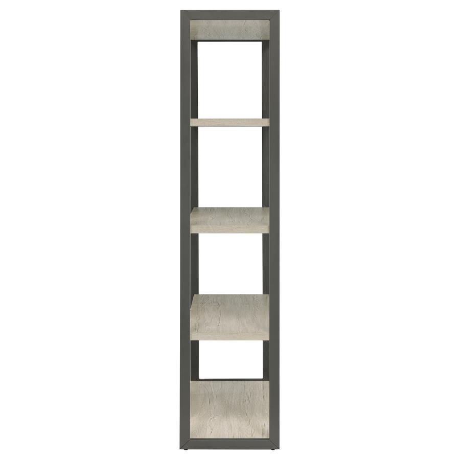 Loomis 4-Shelf Bookcase Whitewashed Grey