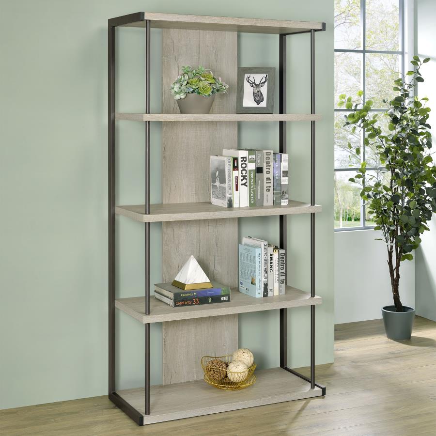 Loomis 4-Shelf Bookcase Whitewashed Grey