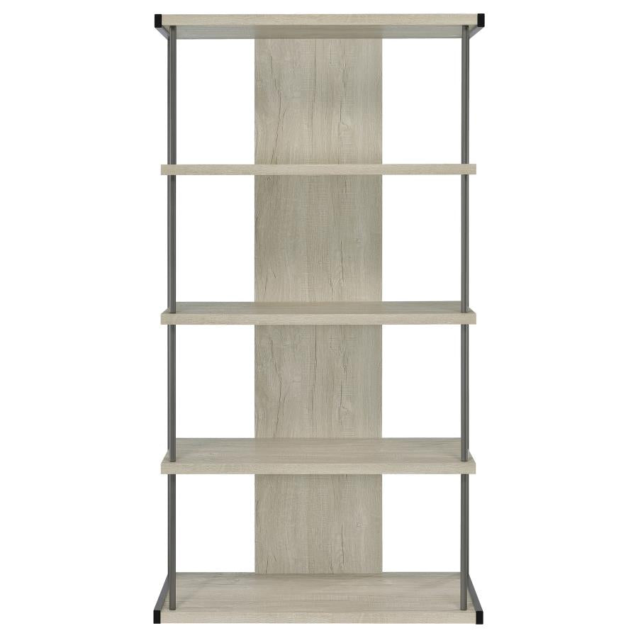 Loomis 4-Shelf Bookcase Whitewashed Grey