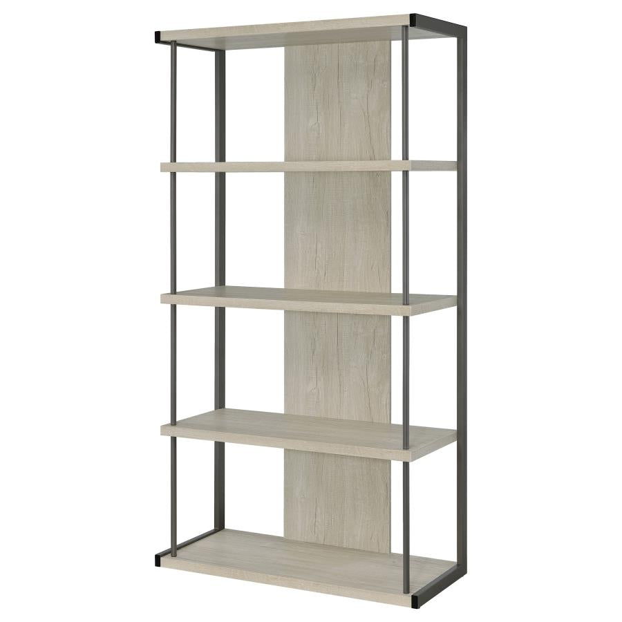 Loomis 4-Shelf Bookcase Whitewashed Grey