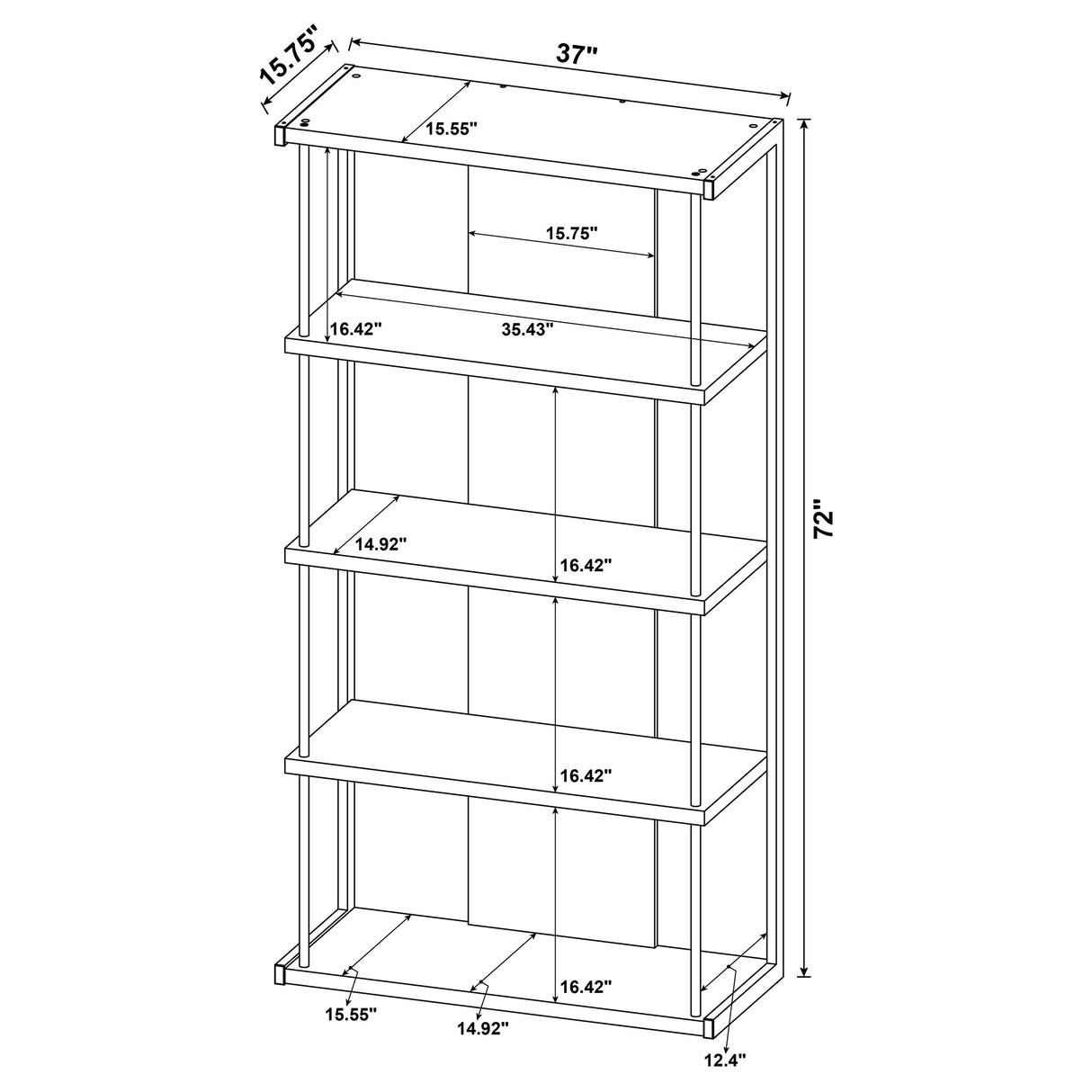 Loomis 4-Shelf Bookcase Whitewashed Grey