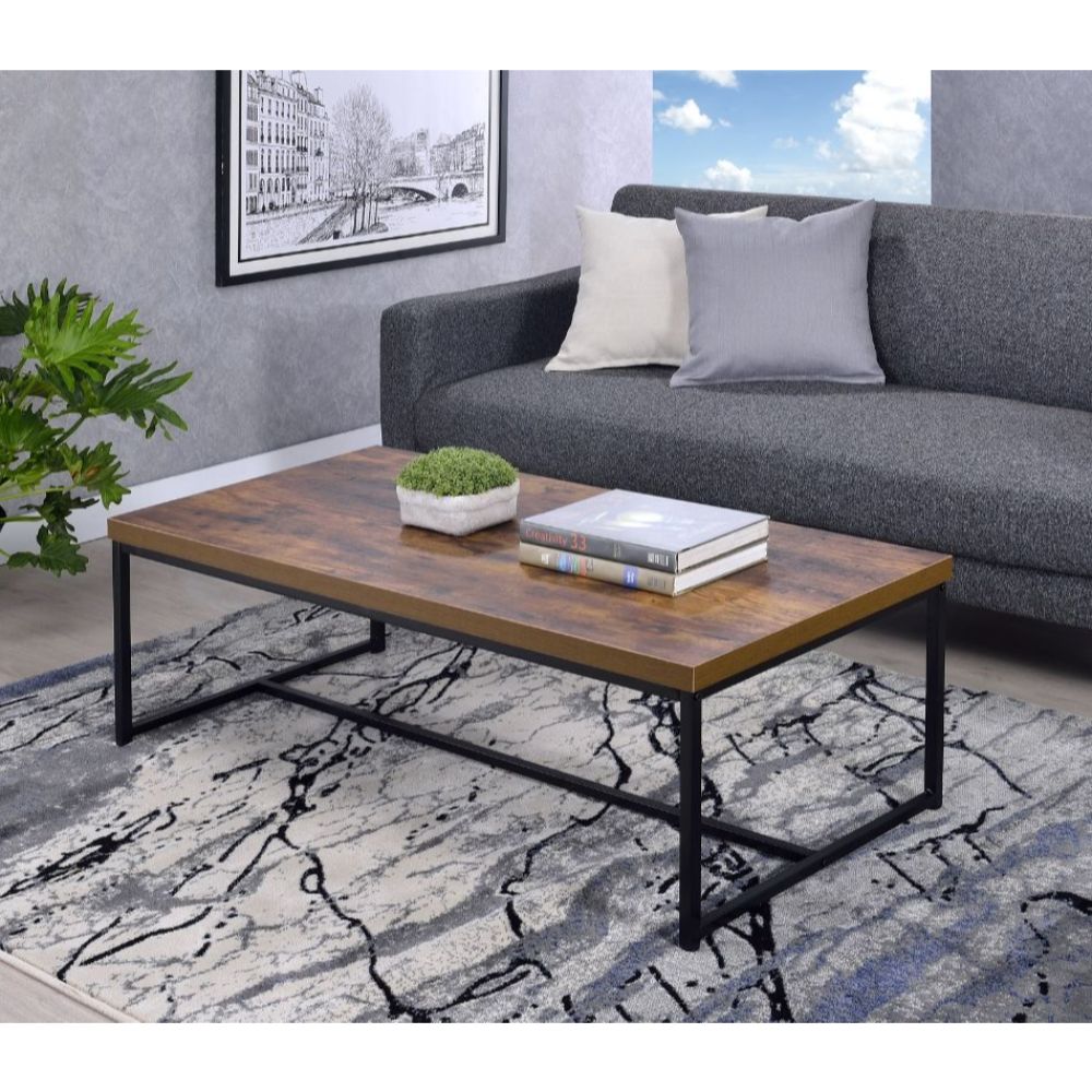 Bob Weathered Oak & Black Finish Coffee Table