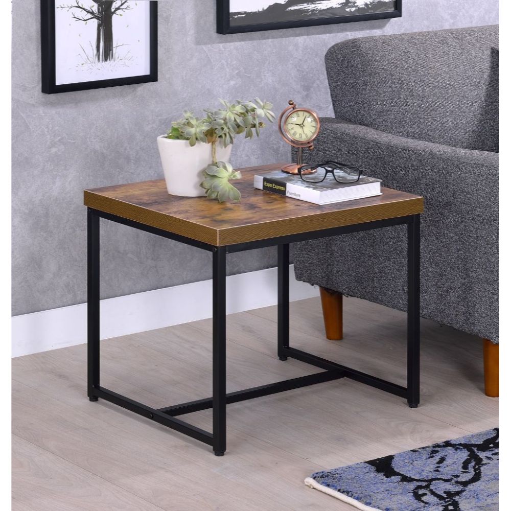 Bob Weathered Oak & Black Finish End Table