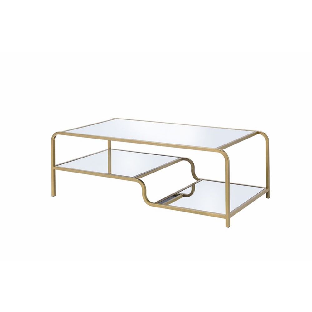 Astrid Mirrored & Gold Finish Coffee Table