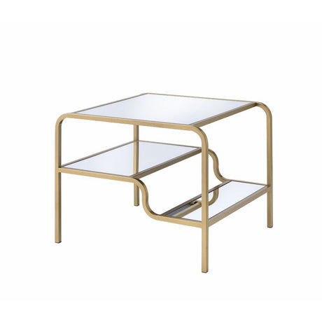 Astrid Mirrored & Gold Finish End Table