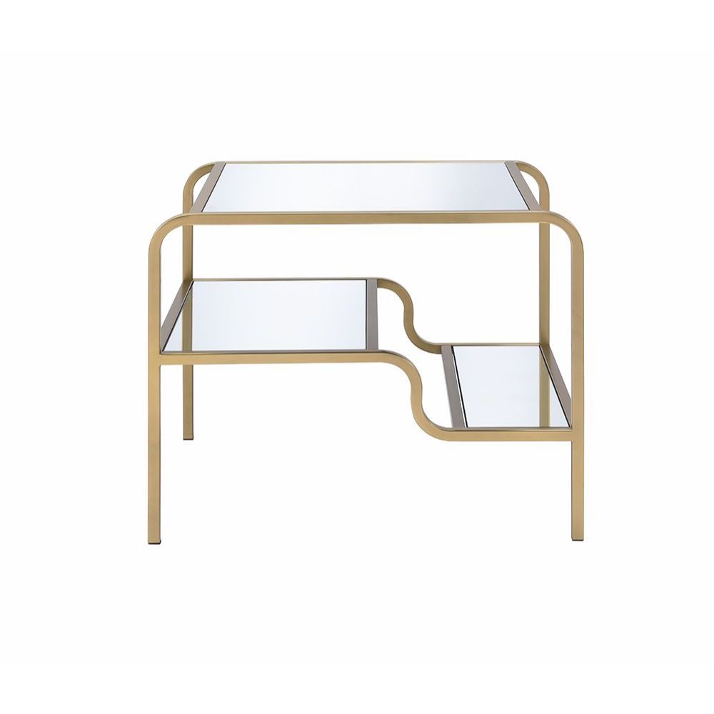 Astrid Mirrored & Gold Finish End Table