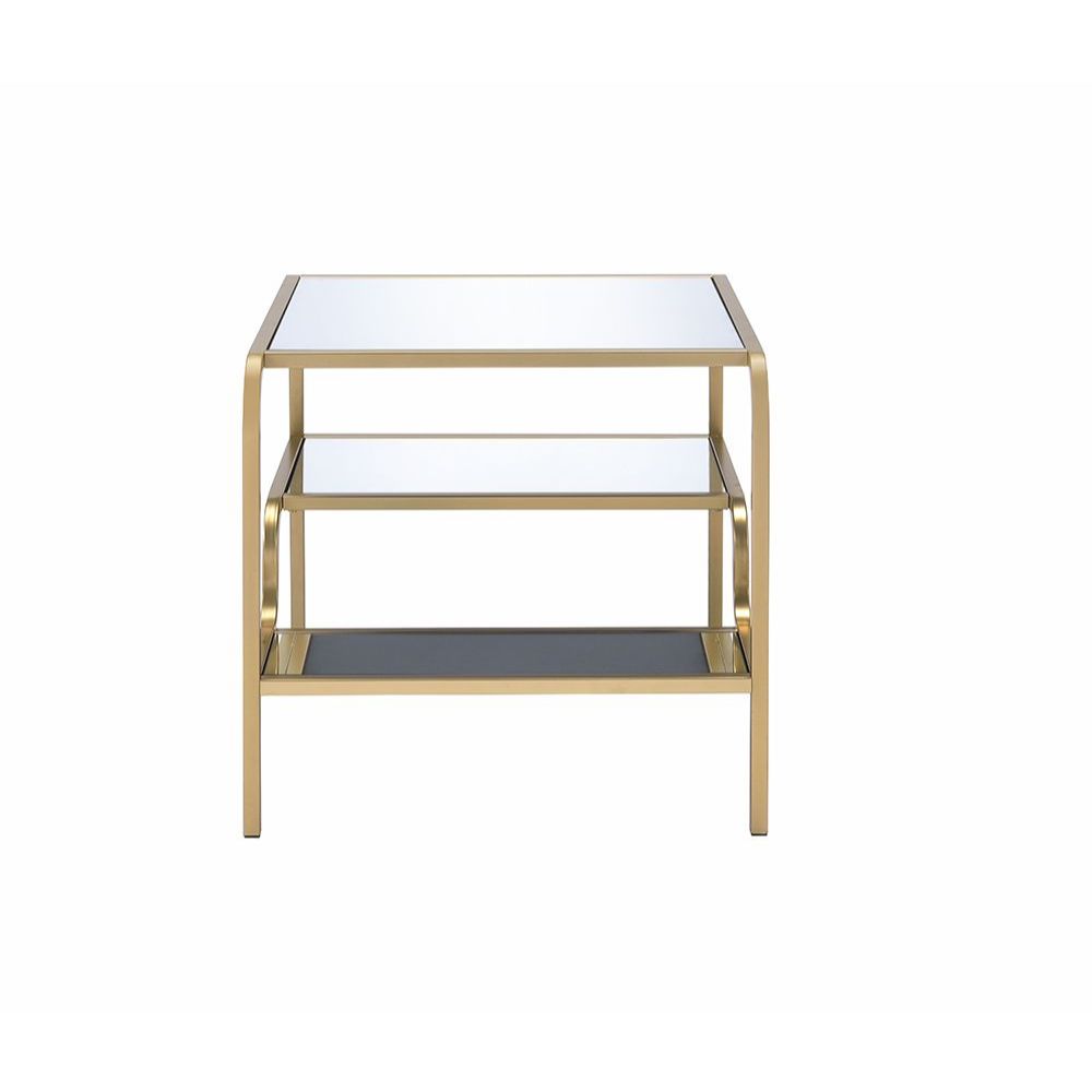 Astrid Mirrored & Gold Finish End Table