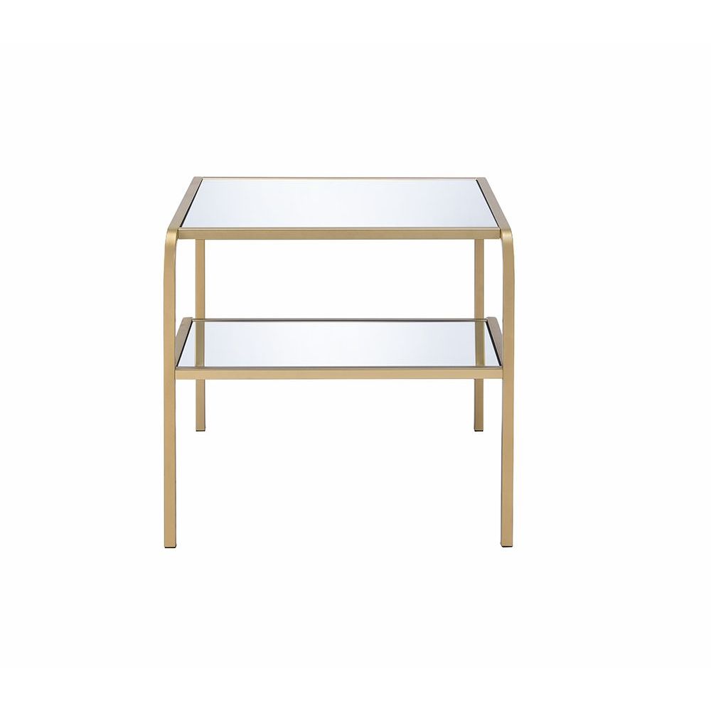 Astrid Mirrored & Gold Finish End Table