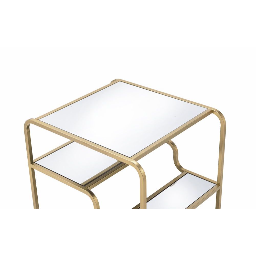 Astrid Mirrored & Gold Finish End Table