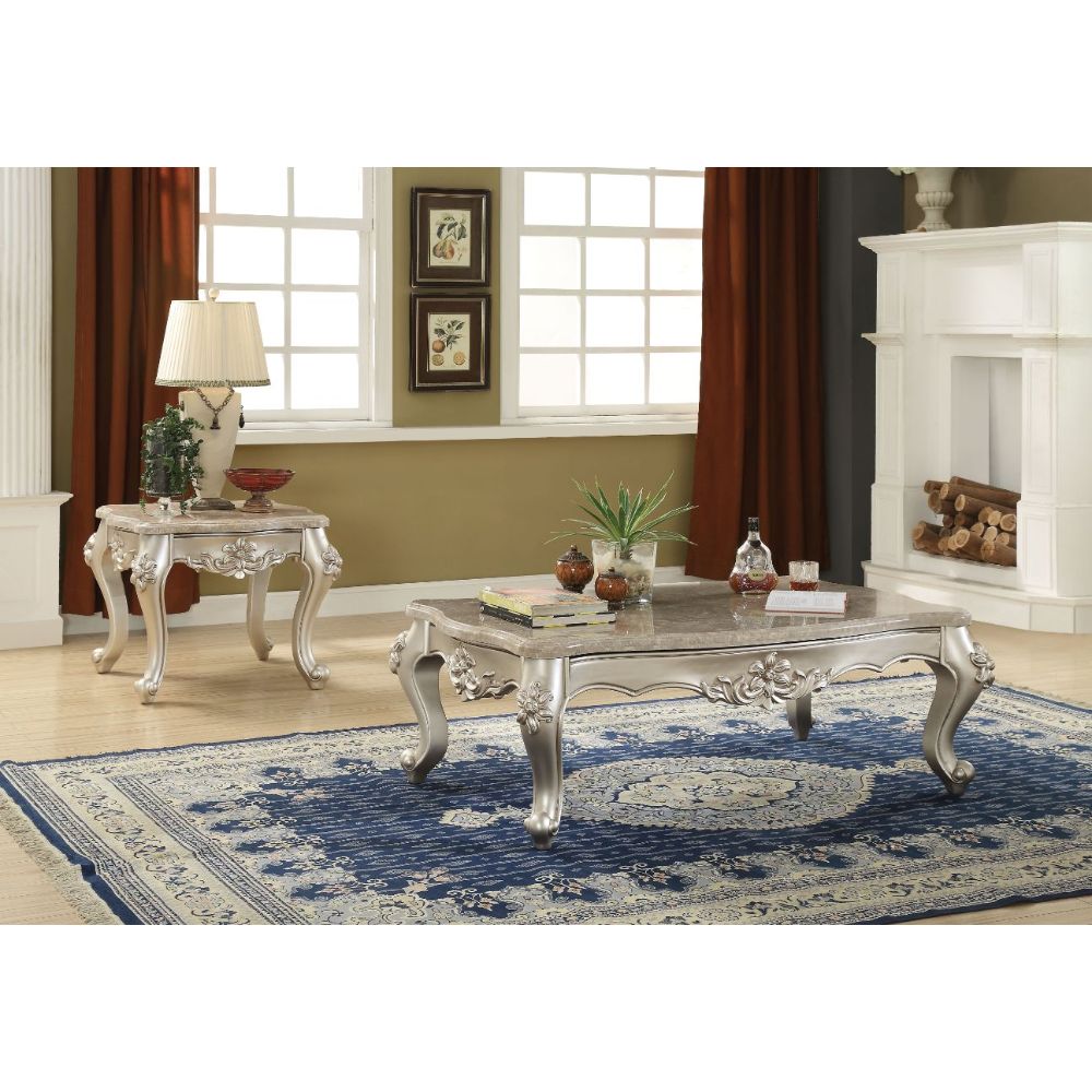 Bently Marble Top & Champagne Finish Coffee Table