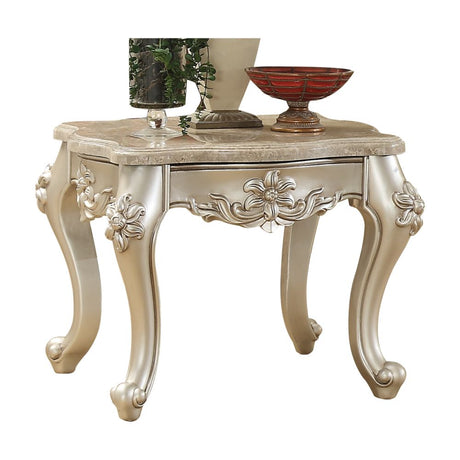 Bently Marble Top & Champagne Finish End Table