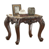 Devayne Marble Top & Dark Walnut Finish End Table