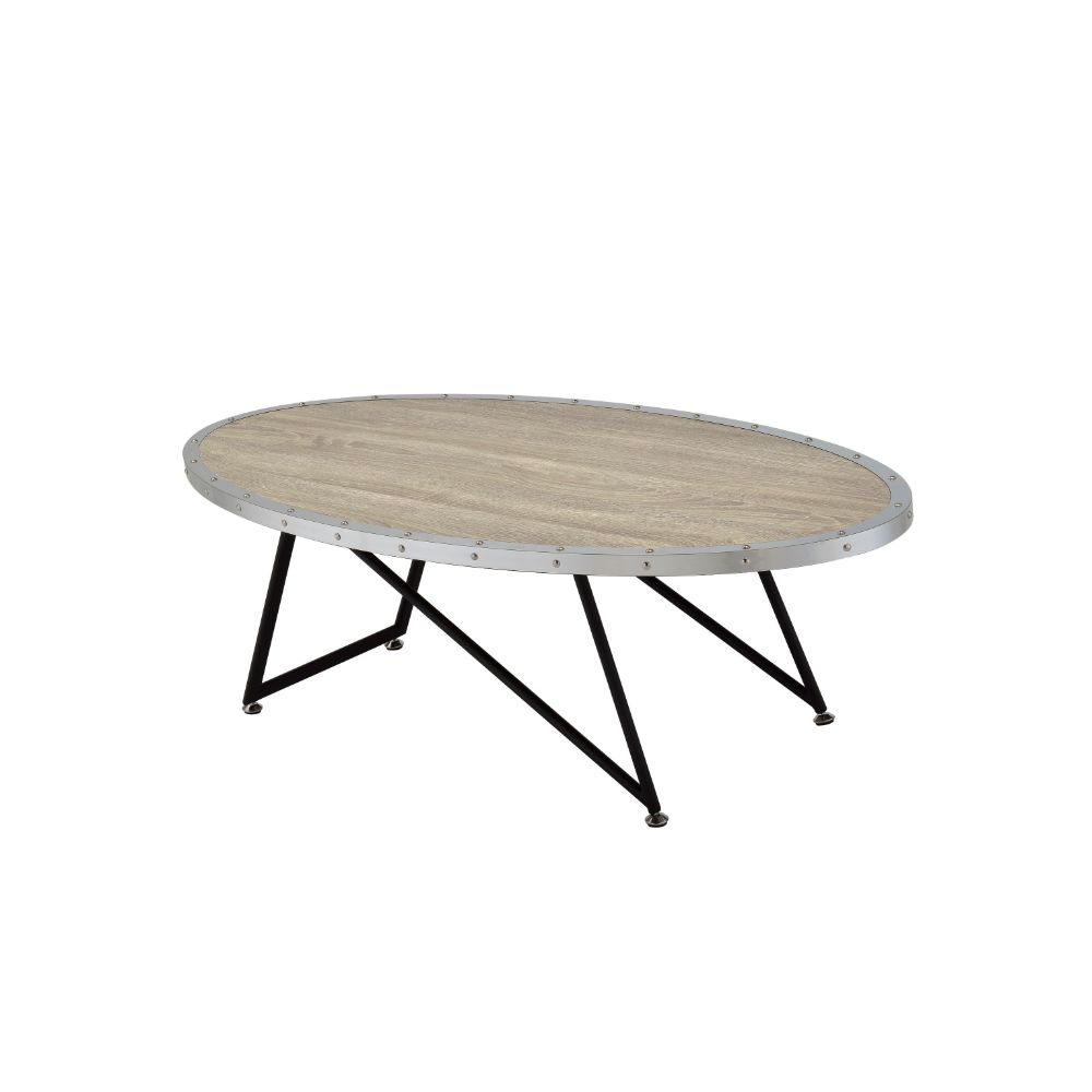 Allis Weathered Gray Oak & Metal Finish Coffee Table