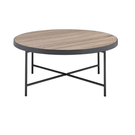 Bage Weathered Gray Oak & Metal Finish Coffee Table