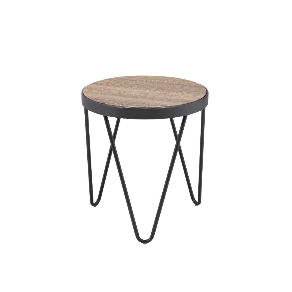 Bage Weathered Gray Oak & Metal Finish End Table