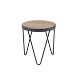 Bage Weathered Gray Oak & Metal Finish End Table