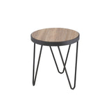 Bage Weathered Gray Oak & Metal Finish End Table