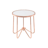 Alivia Frosted Glass & Rose Gold Finish End Table