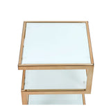 Alyea Frosted Glass & Rose Gold Finish Accent Table