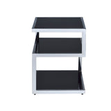 Alyea Black Glass & Chrome Finish Accent Table