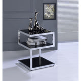 Alyea Black Glass & Chrome Finish Accent Table