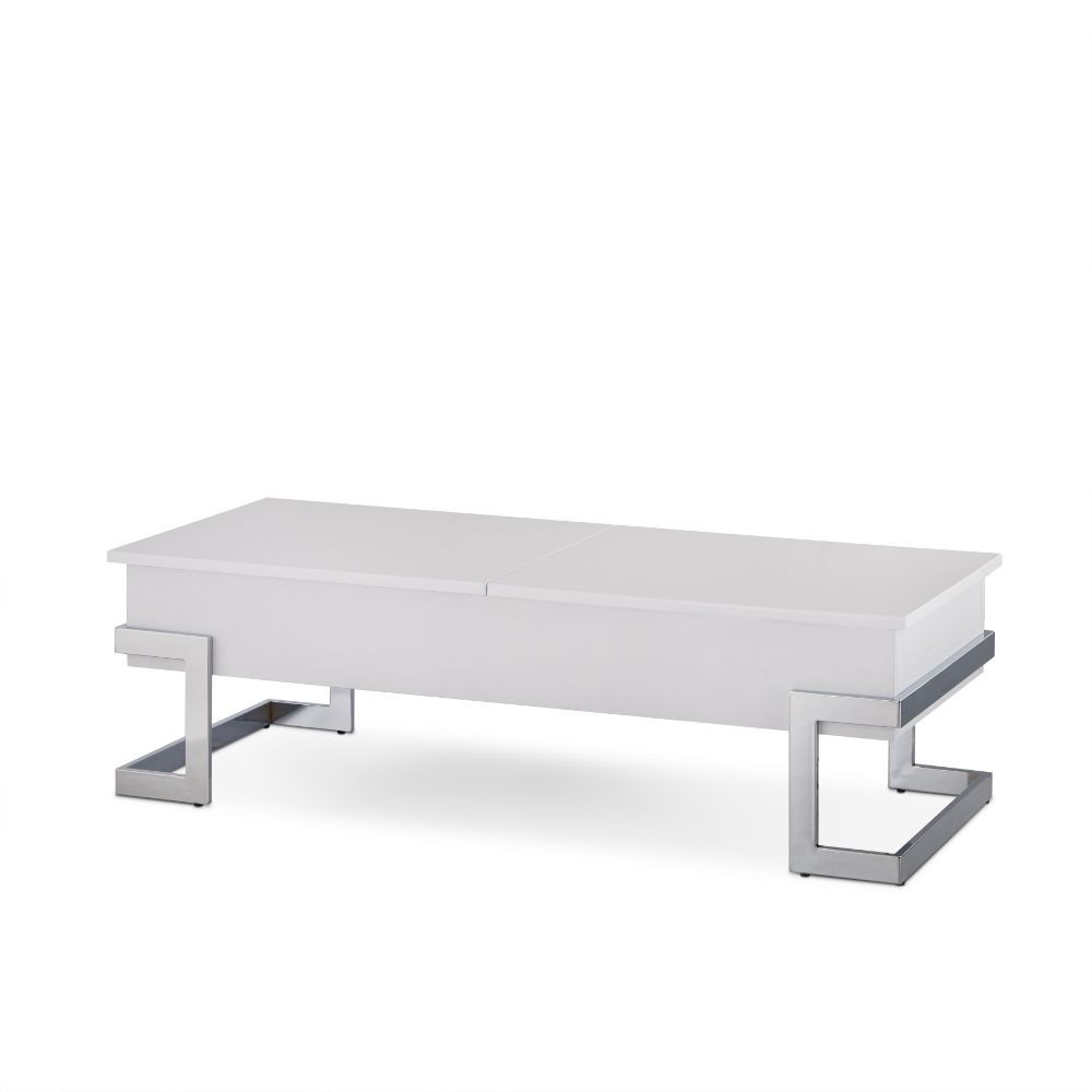 Calnan White High Gloss & Chrome Finish Coffee Table