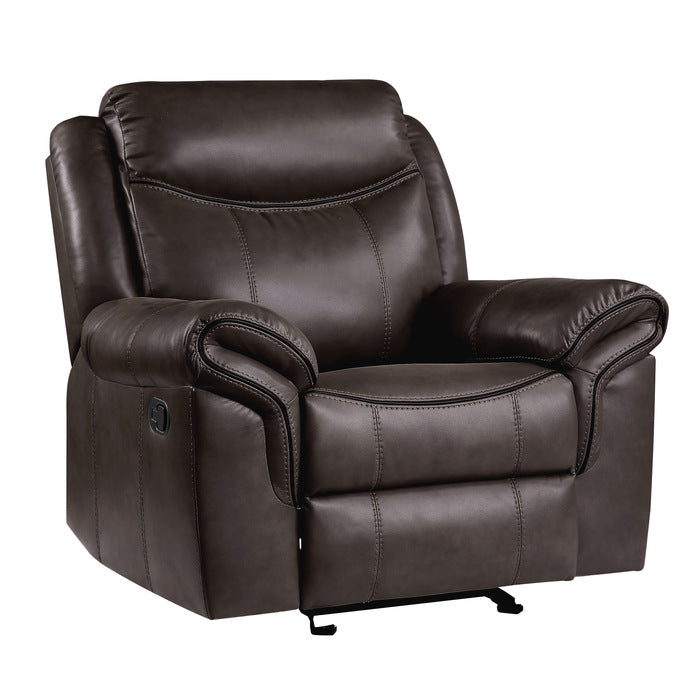 Aram Dark Brown Faux Leather Glider Reclining Chair