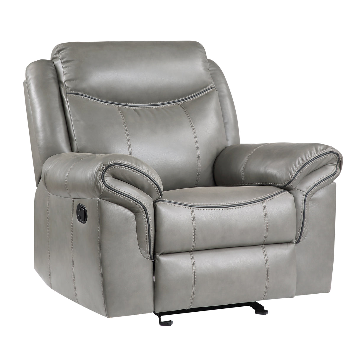 Aram Gray Faux Leather Glider Reclining Chair