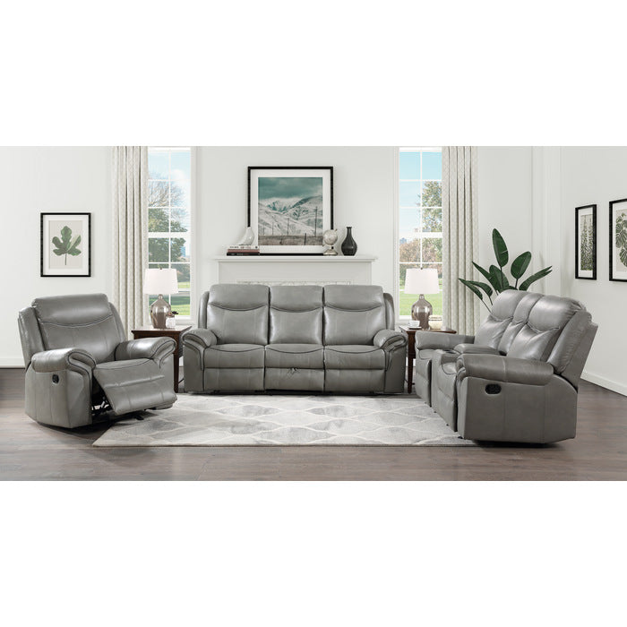 Aram Gray Faux Leather Glider Reclining Chair