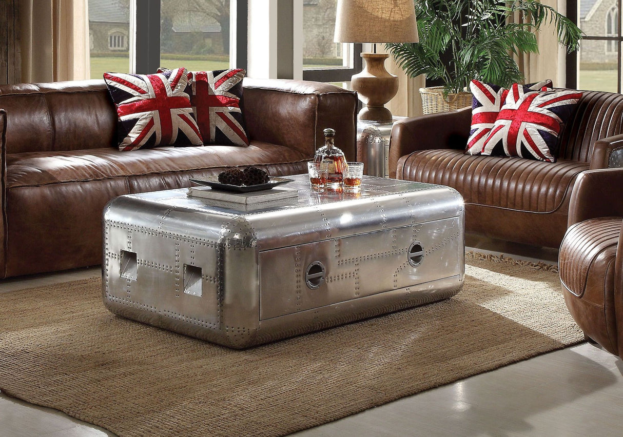 Brancaster Retro Brown Leather Living Room Set