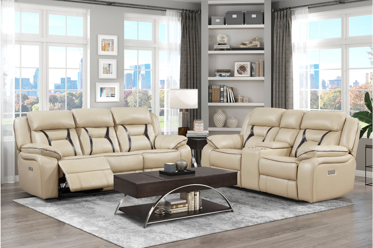 Amite Beige 2 Piece Living Room Set (Power)