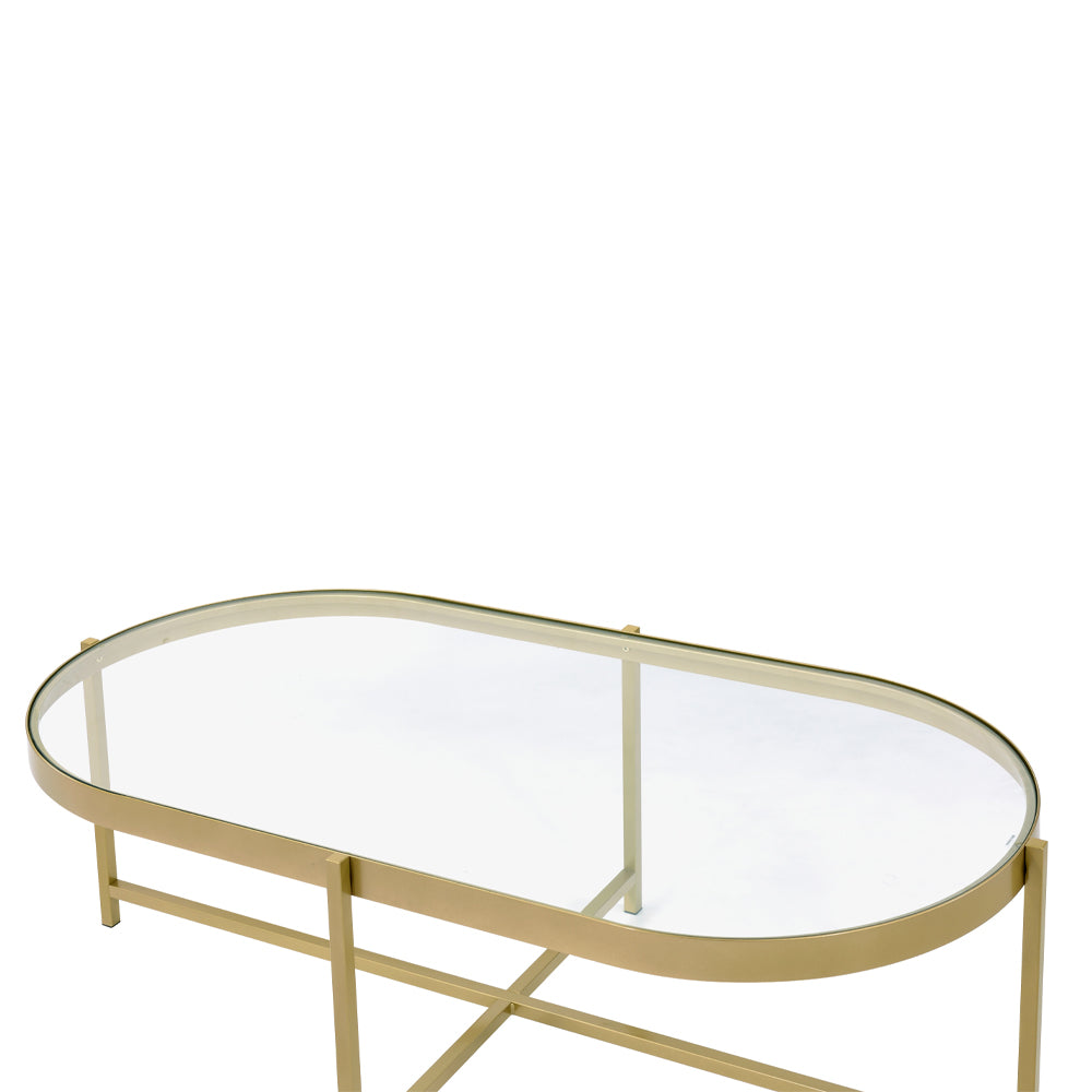 Charrot Clear Glass Top & Gold Finish Coffee Table