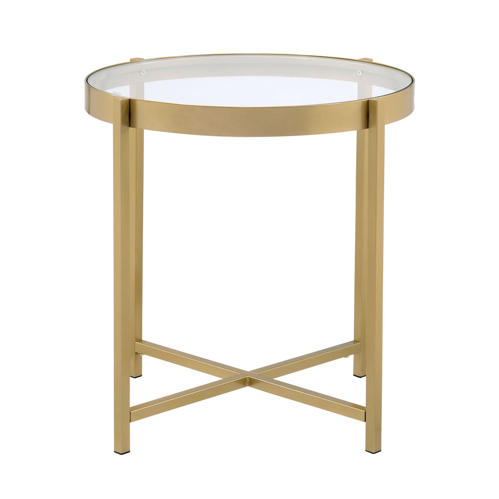 Charrot Clear Glass Top & Gold Finish End Table