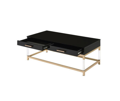 Adiel Black High Gloss & Gold Finish Coffee Table