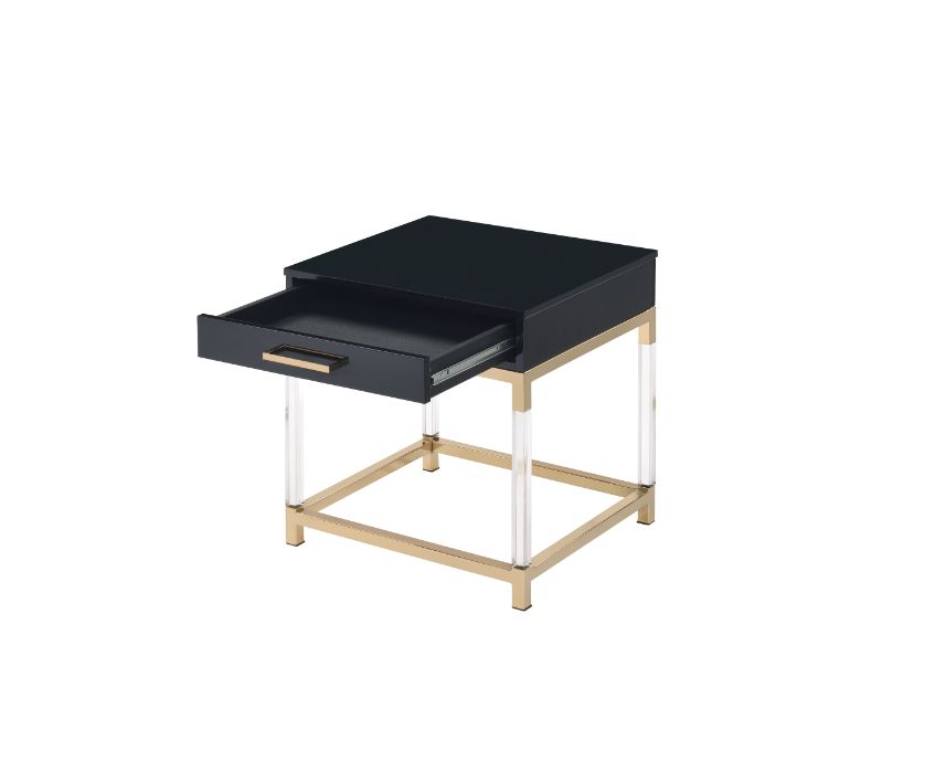 Adiel Black & Gold Finish End Table