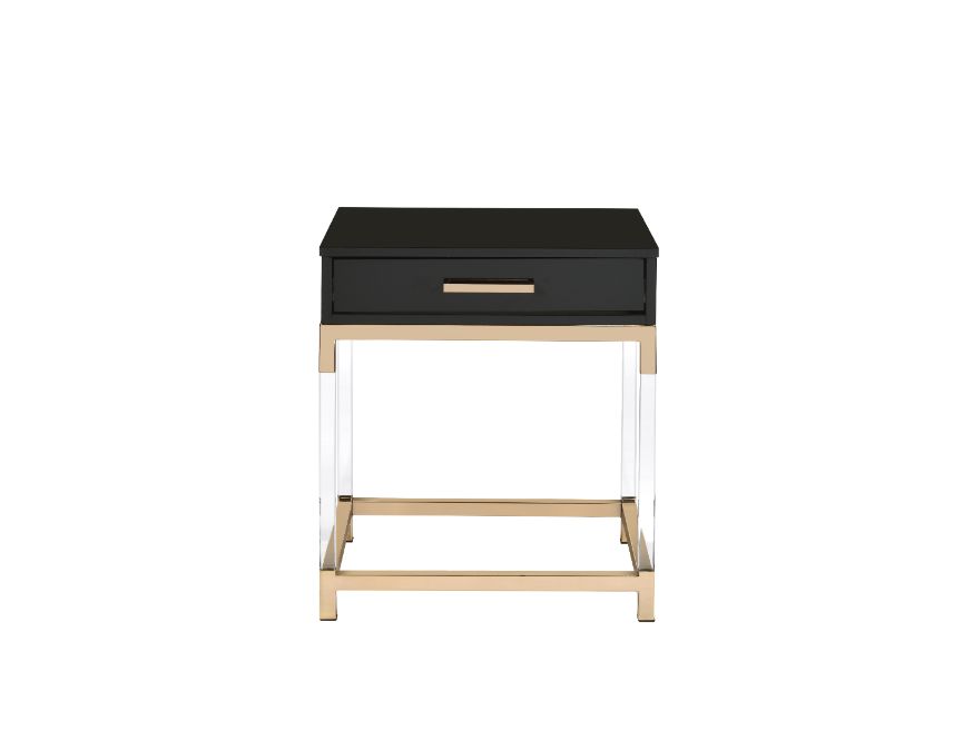 Adiel Black & Gold Finish End Table