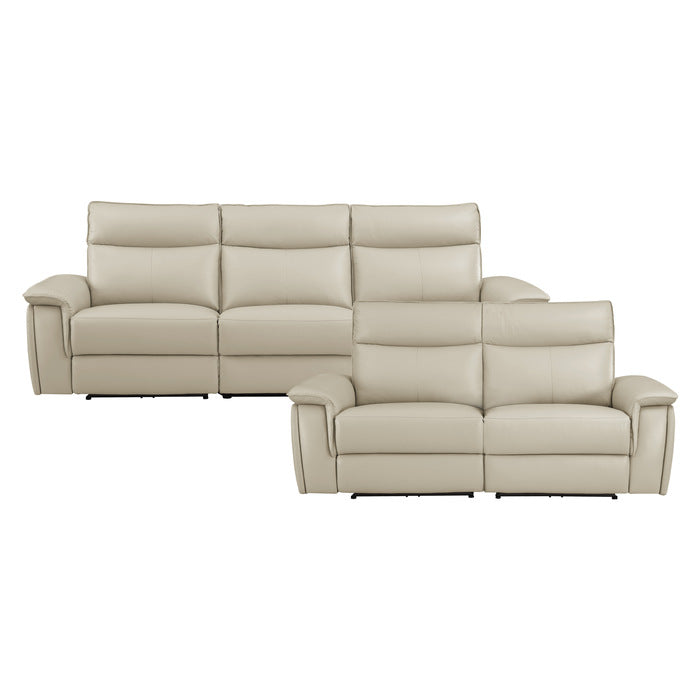 Maroni Taupe Top-Grain Living Room Set (Power)