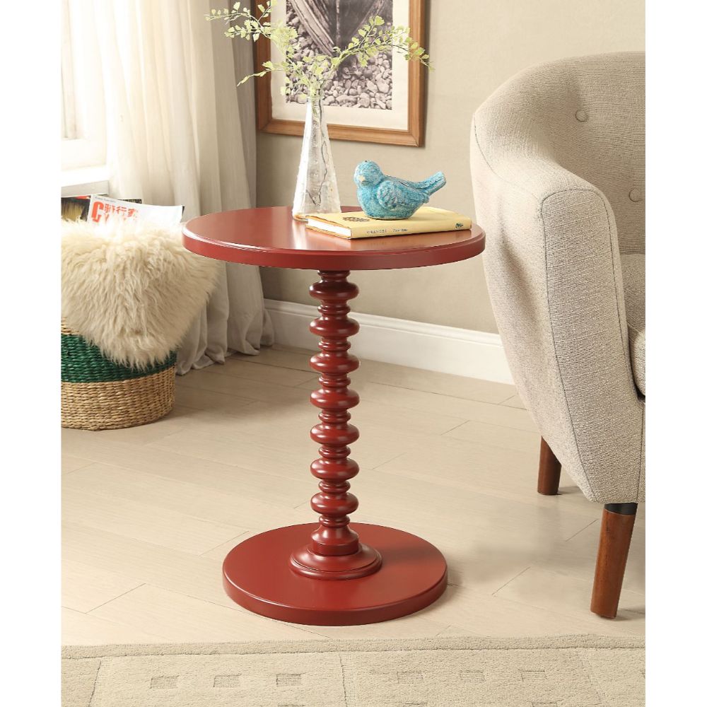 Acton Red Finish Accent Table