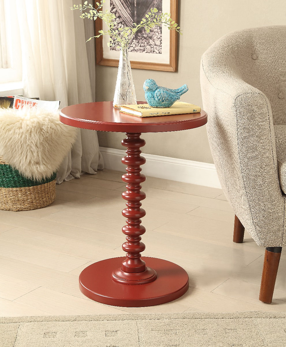 Acton Red Finish Accent Table