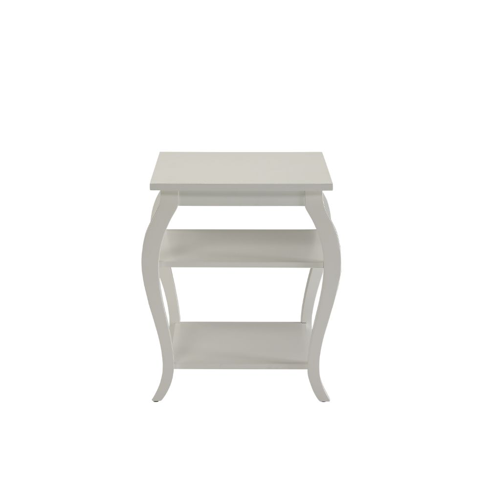 Becci White Finish End Table