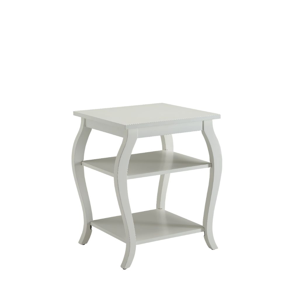 Becci White Finish End Table