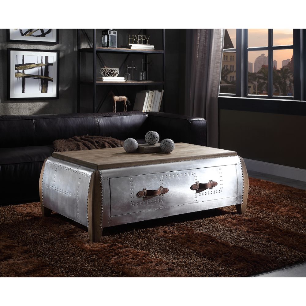 Brancaster Antique Oak & Aluminum Coffee Table