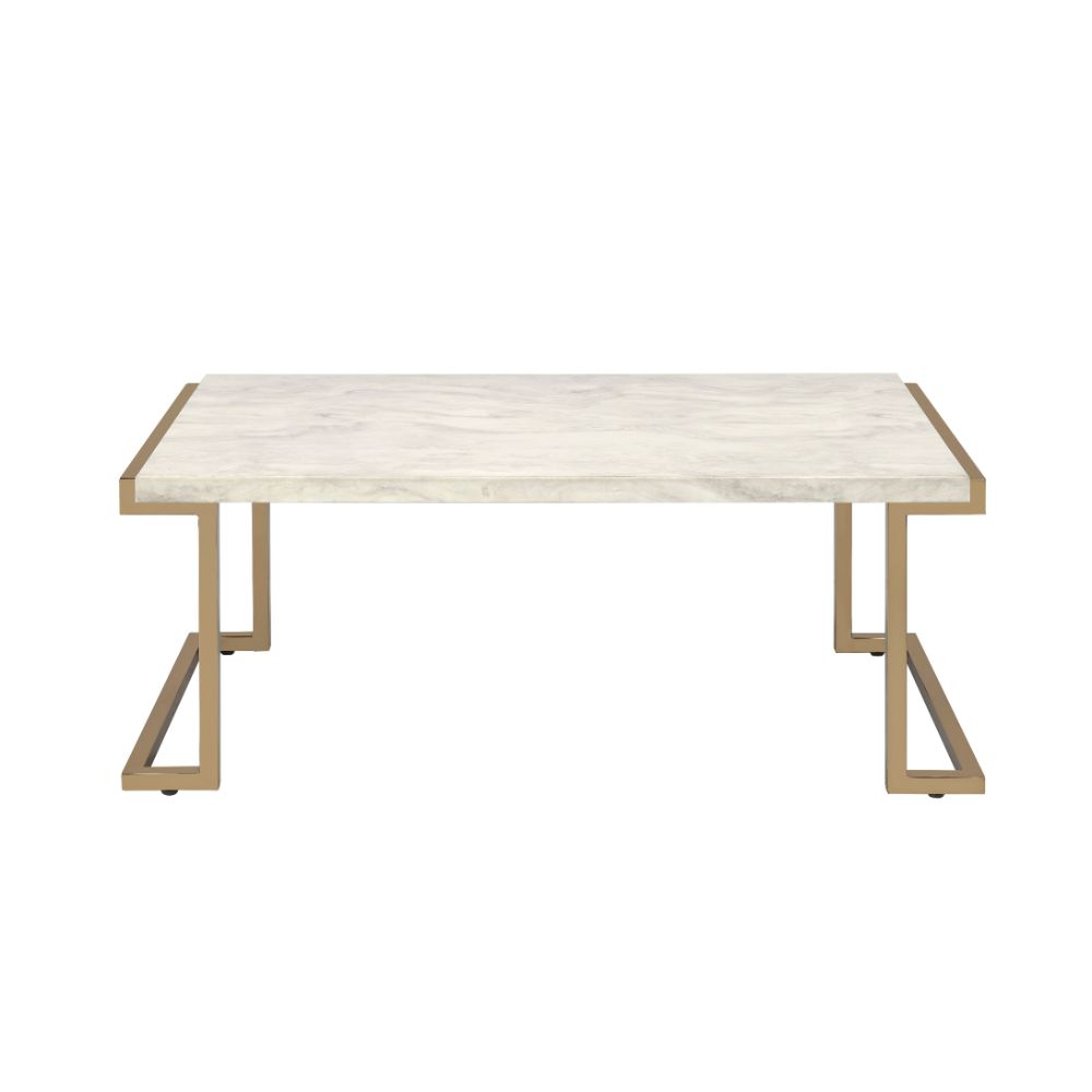 Boice Faux Marble Top & Champagne Finish Ii Coffee Table