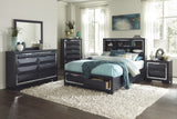 Rosemont Midnight Blue California King Platform Bed With Footboard Storage