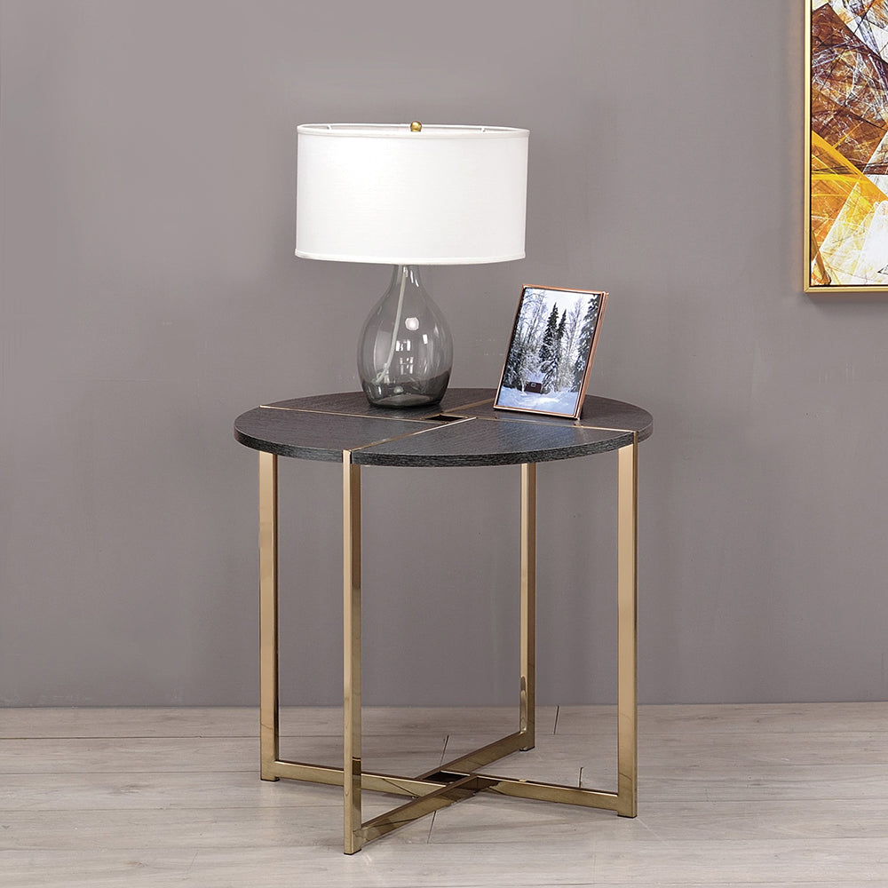 Bromia Black & Champagne Finish End Table