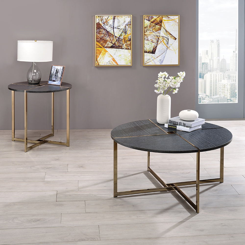 Bromia Black & Champagne Finish End Table